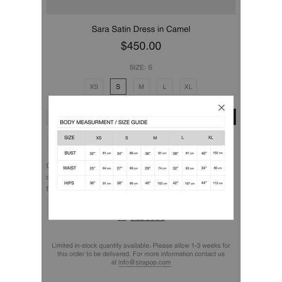 Sirapop Sara Satin Asymmetric Side-Drape Midi Dress in Camel NWTI – Size Small - Picture 16 of 17